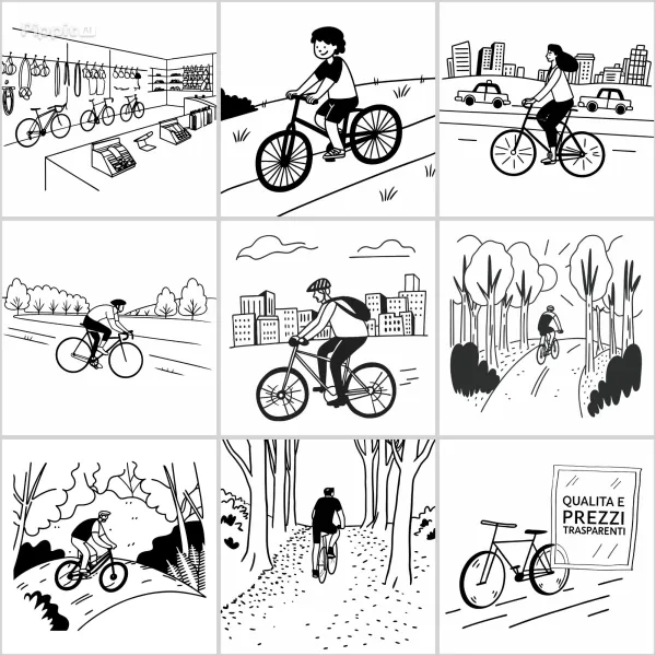Set di illustrazione per un negozio di bici, Latisana