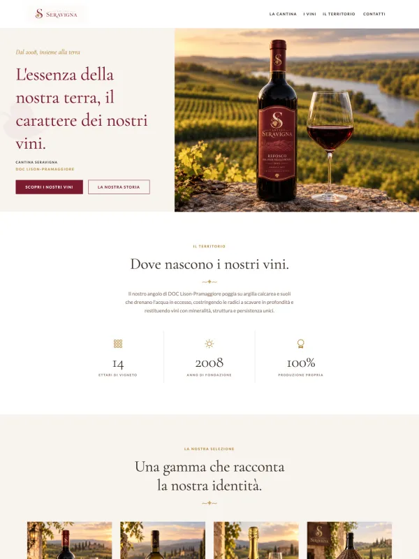 Sito pronto per cantina: vendita locale, sfuso e degustazioni