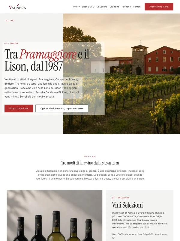 Sito pronto per cantina familiare in Veneto: catalogo vini, ospitalità e B2B