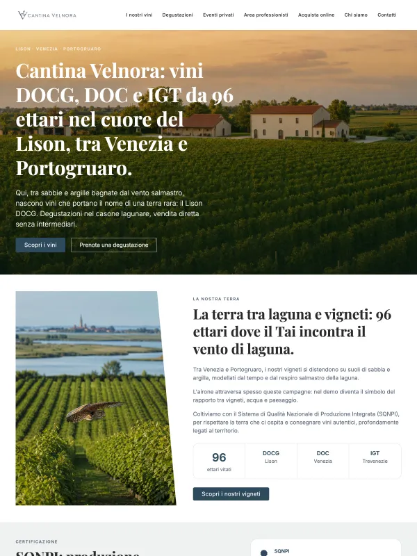 Sito pronto e-commerce per cantina in Veneto: export ed enoturismo
