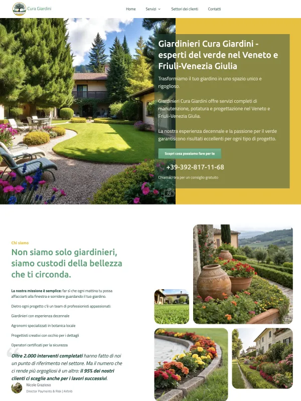 Sito multipagina per un giardiniere di Concordia Sagittaria (VE): 40+ pagine, una per ogni servizio