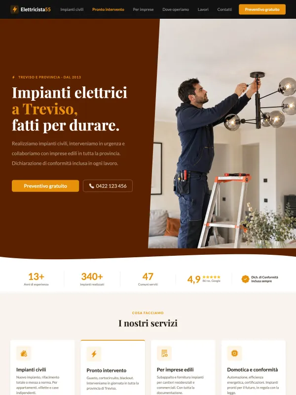 Nuovo sito per elettricista, ripensato per tre tipi di cliente diversi