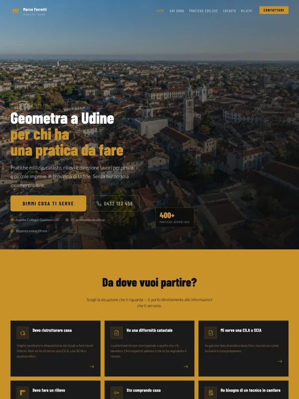 Case sito professionale per geometra – ogni pagina su un momento reale del cliente