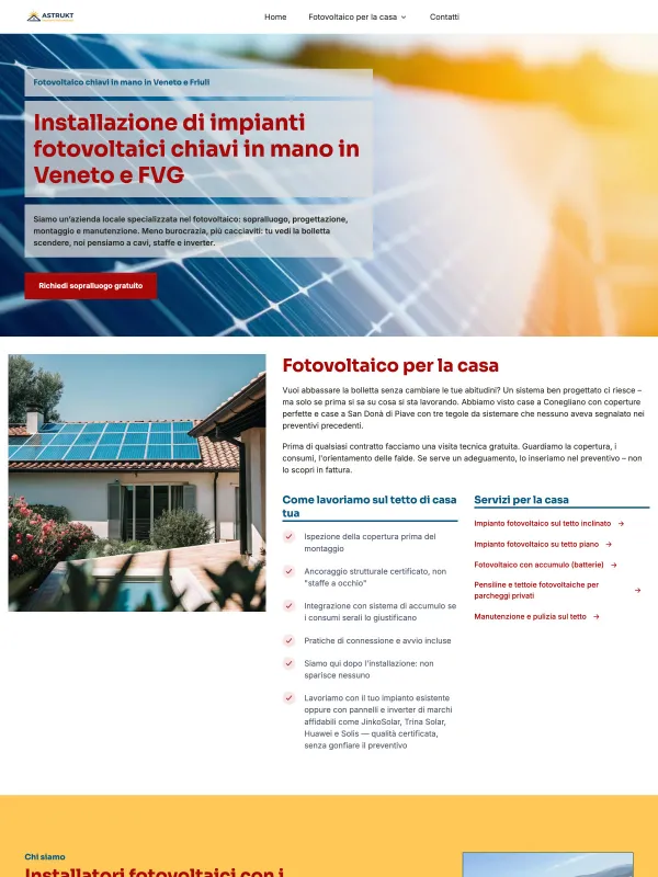 Case corporate site per installatori fotovoltaici – architettura a cluster per Veneto e FVG