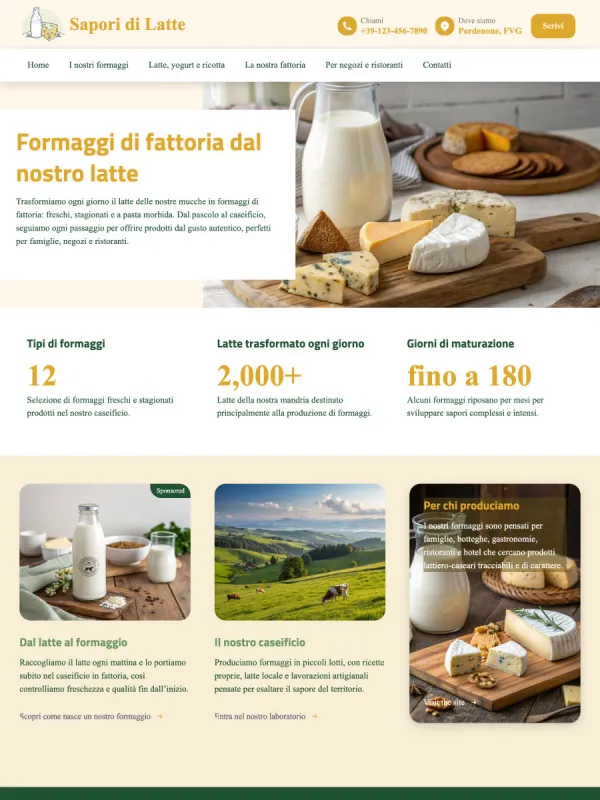 Realizzazione sito con catalogo per distributore latte, Pordenone, FVG