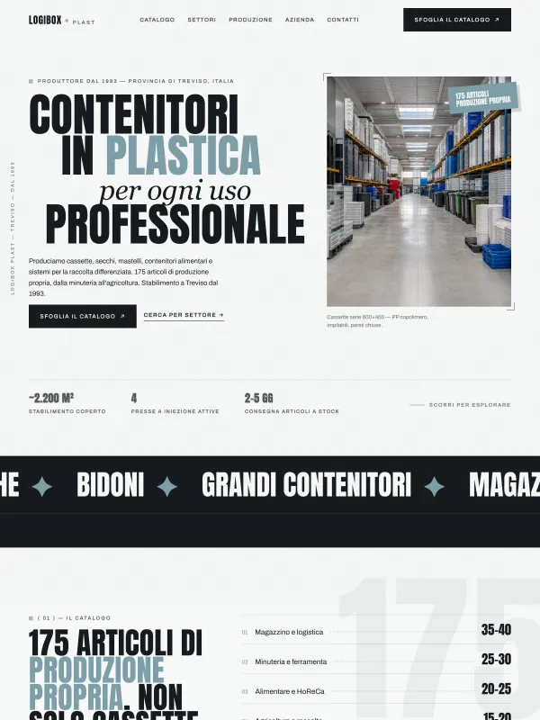 Sito multipagina pronto per produttore di contenitori industriali in plastica