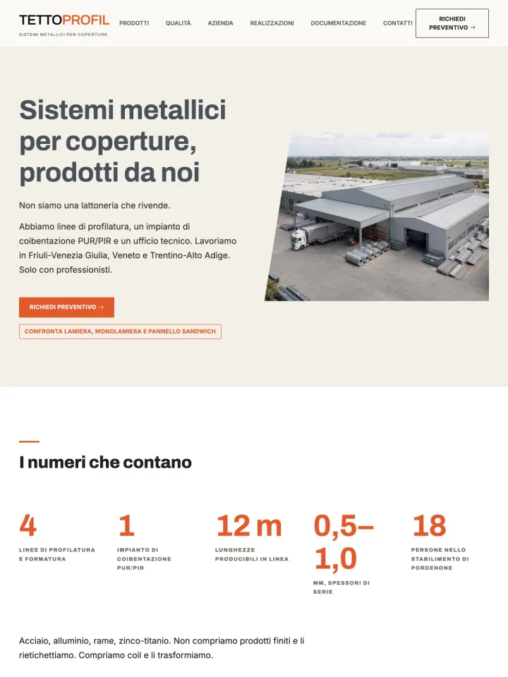Come progettiamo un sito per un produttore di sistemi metallici per coperture: un progetto di riferimento
