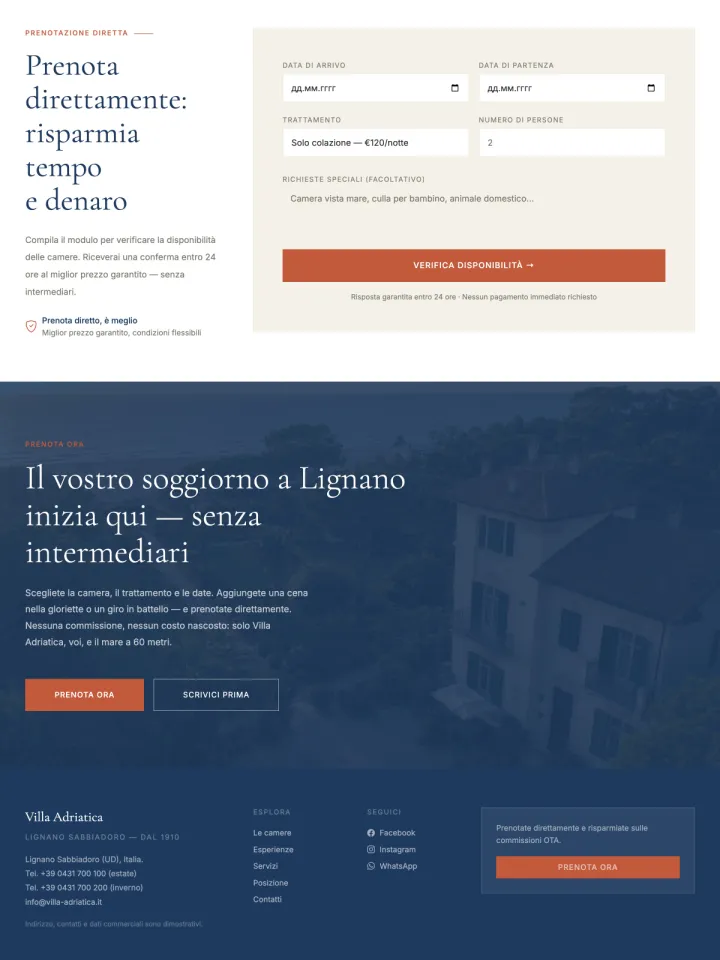Cinque campi: come strutturare la form di disponibilit&agrave; per hotel che converte