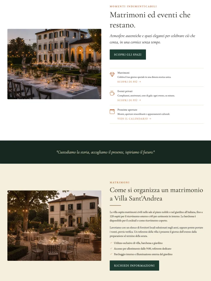 Come funziona in pratica: il sito pronto per villa storica