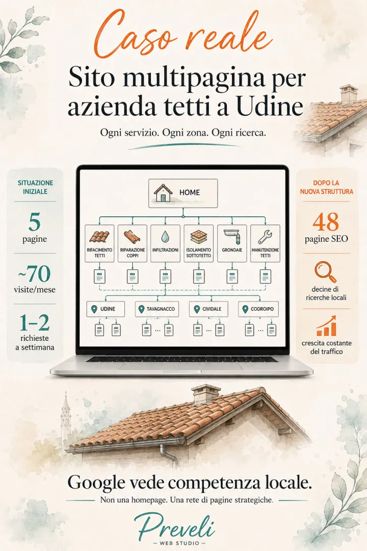 Un esempio concreto: realizzazione sito multipagina per un’azienda specializzata in tetti a Udine