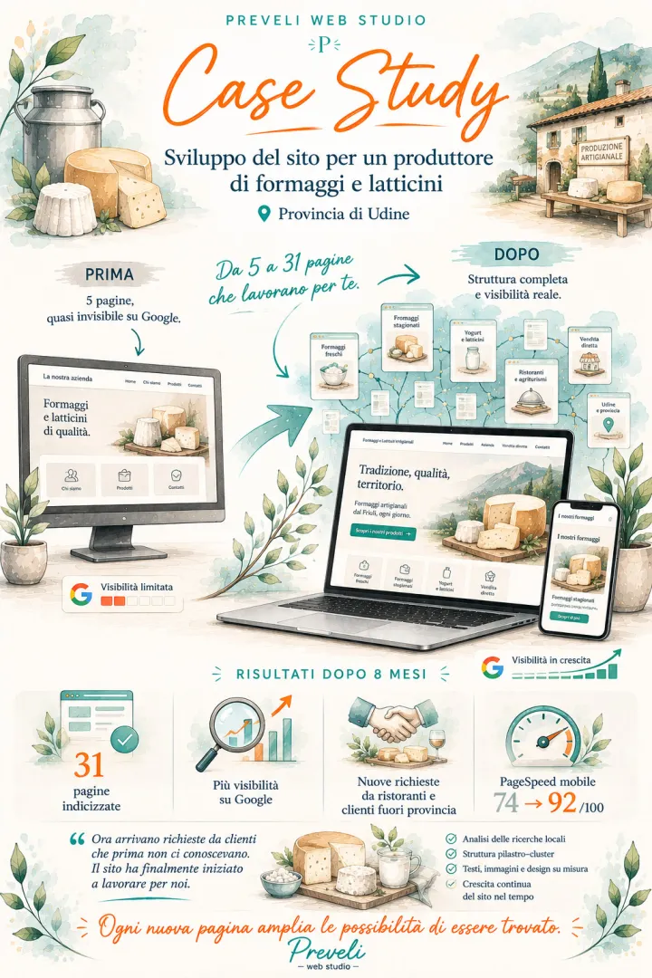 Un esempio concreto: sviluppo del sito per un produttore di formaggi e latticini in provincia di Udine