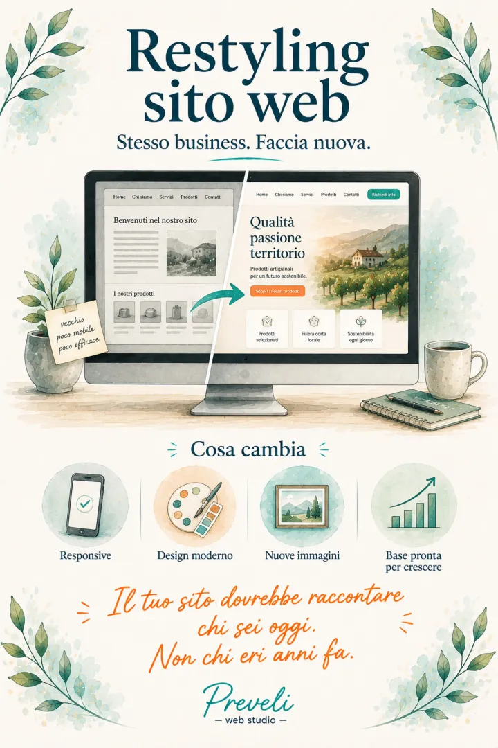Restyling sito web: stesso business, faccia nuova