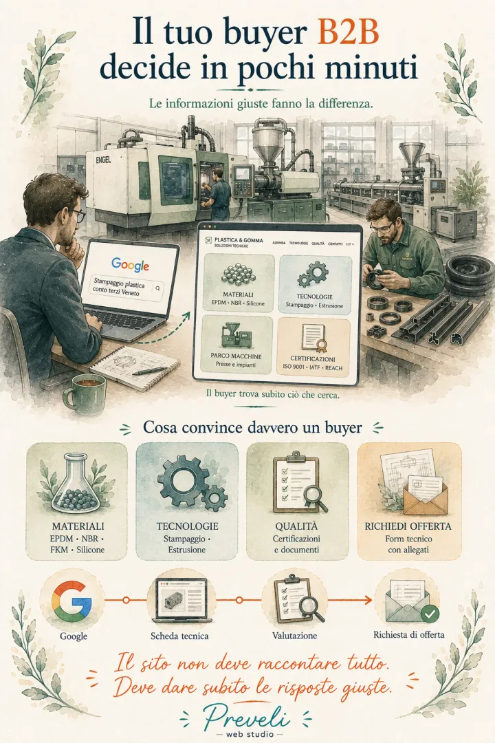 Il responsabile acquisti apre il tuo sito. Poi decide se contattarti.